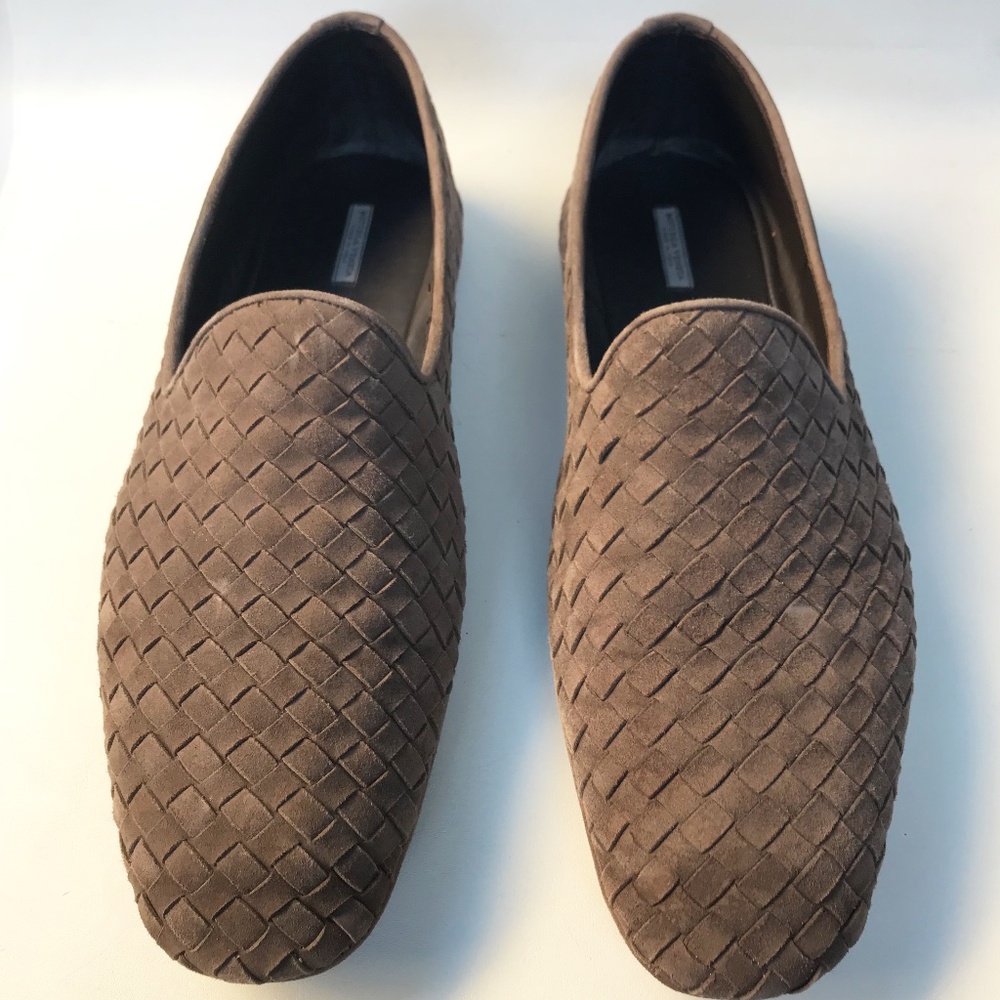 BOTTEGA VENETA ITALIAN BEIGE GENUIN LEATHER CASUAL LOAFERS MEN'S SHOE SIZE 42